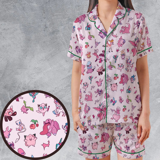 Satin Short-Sleeve Pajamas Set - 5SE7KZQ8