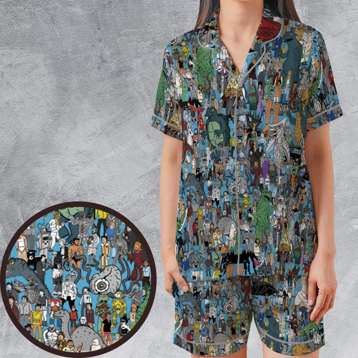 Satin Short-Sleeve Pajamas Set - 45X8TEZX