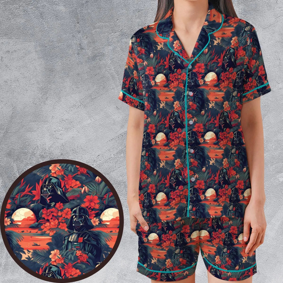 Satin Short-Sleeve Pajamas Set - QPD5RMKZ