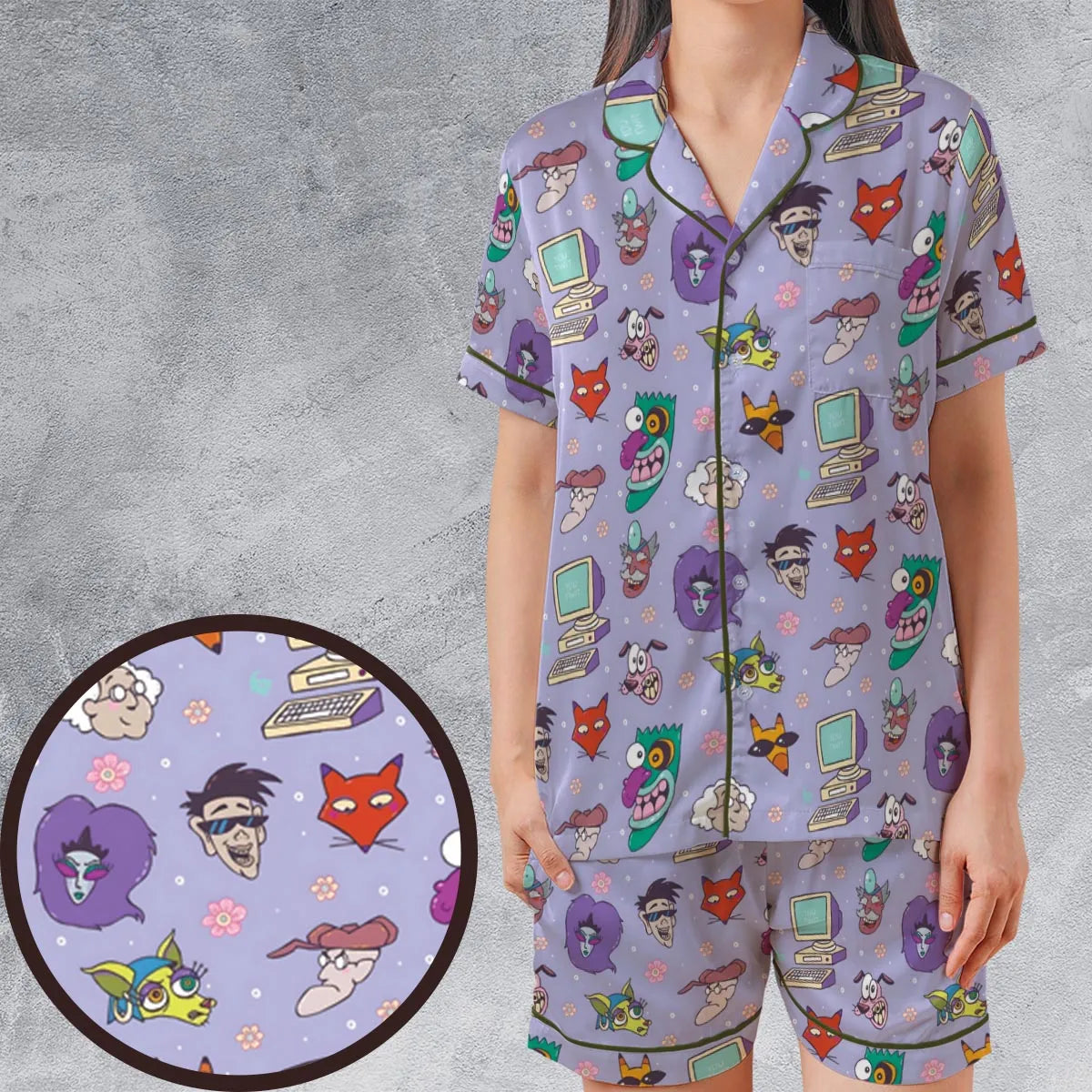 Satin Short-Sleeve Pajamas Set - CVAC69NP