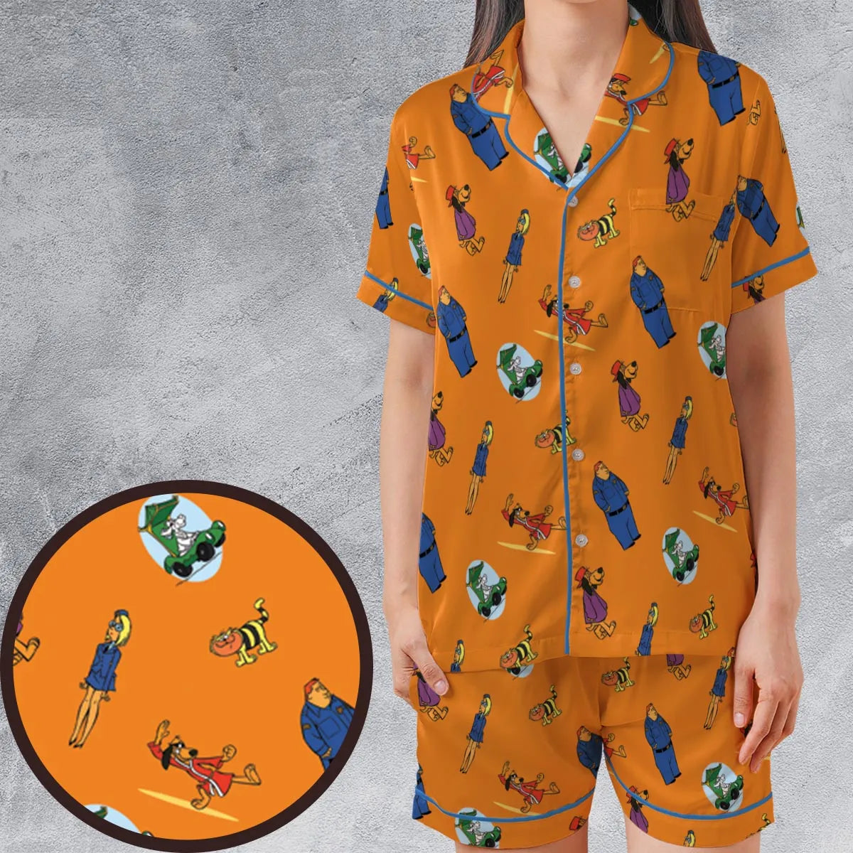 Satin Short-Sleeve Pajamas Set - YEFUYVMP