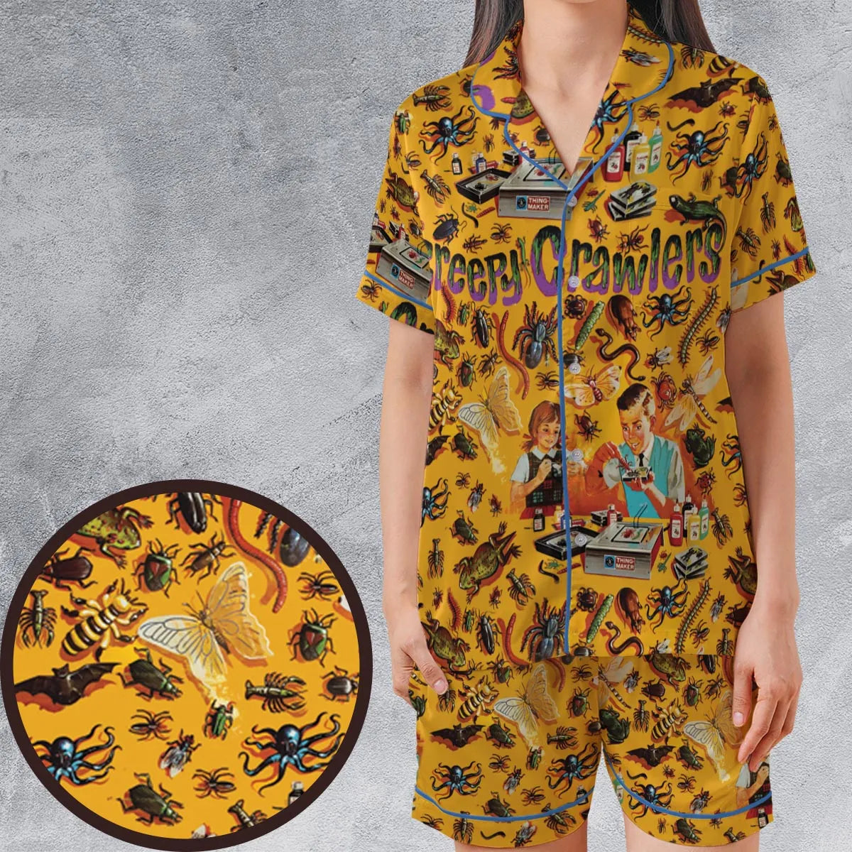 Satin Short-Sleeve Pajamas Set - D2BK1KV5