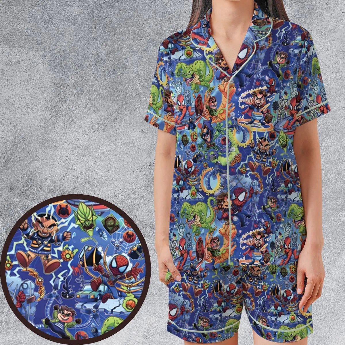 Satin Short-Sleeve Pajamas Set - S1AQCFYJ