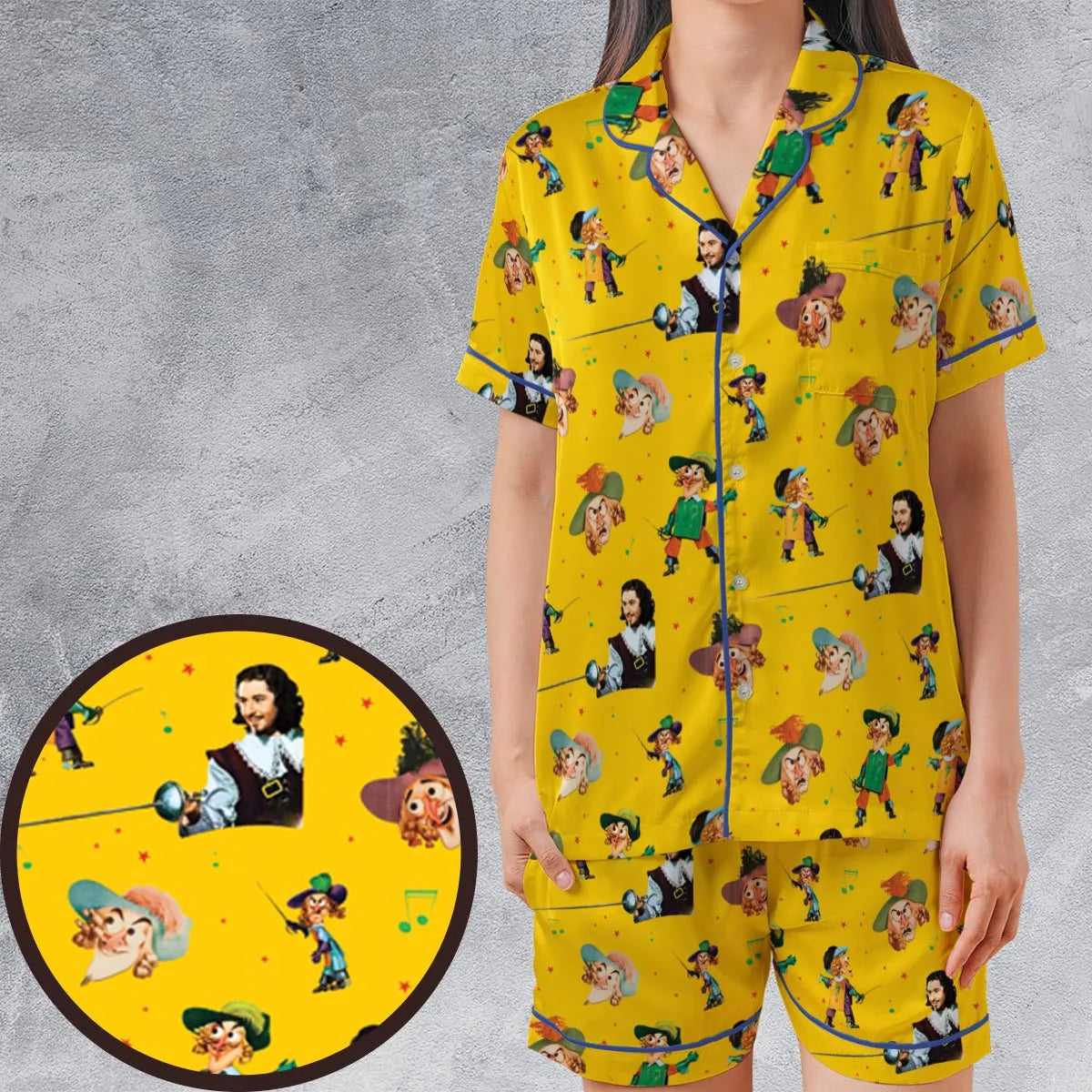 Satin Short-Sleeve Pajamas Set - C9L5XY4Z