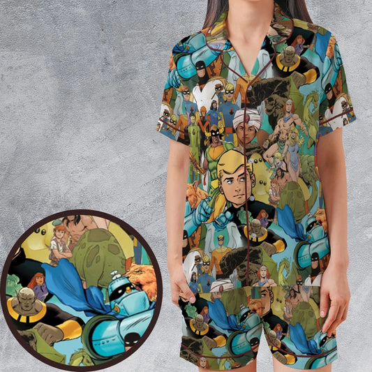 Satin Short-Sleeve Pajamas Set - R7FSGH55