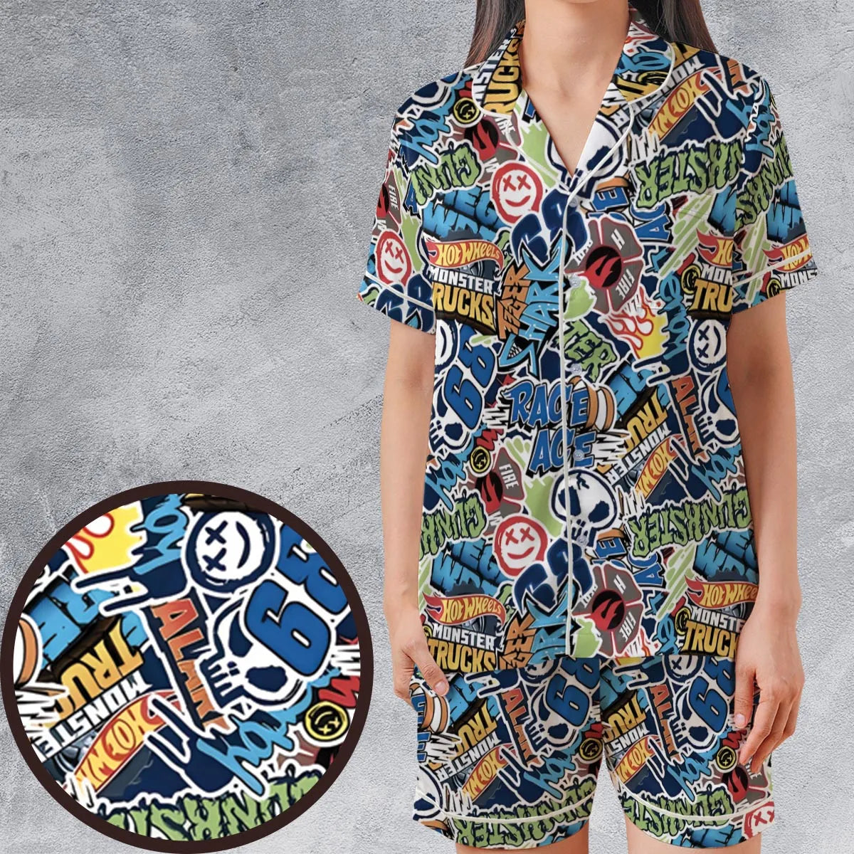 Satin Short-Sleeve Pajamas Set - N6E3YSCX