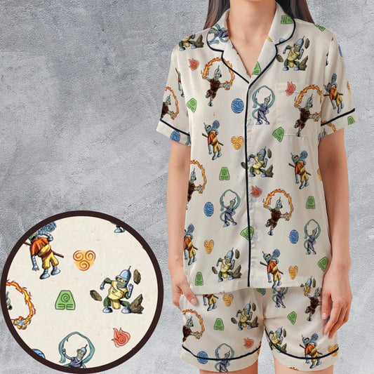 Satin Short-Sleeve Pajamas Set - N1ANCVNQ