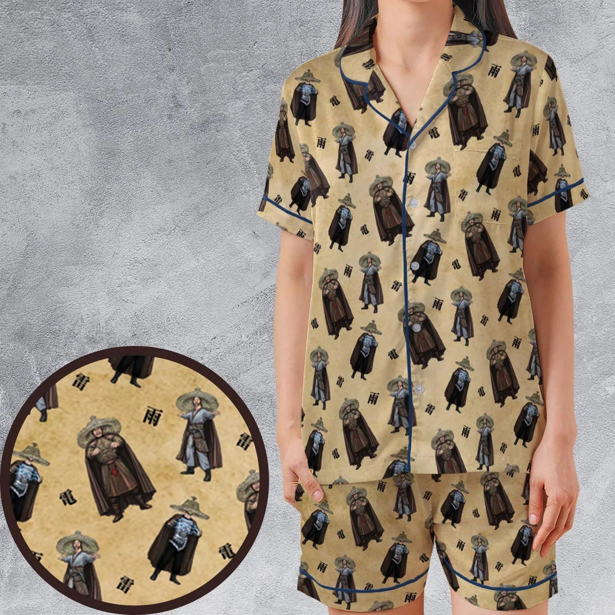 Satin Short-Sleeve Pajamas Set - S3B7QZWA