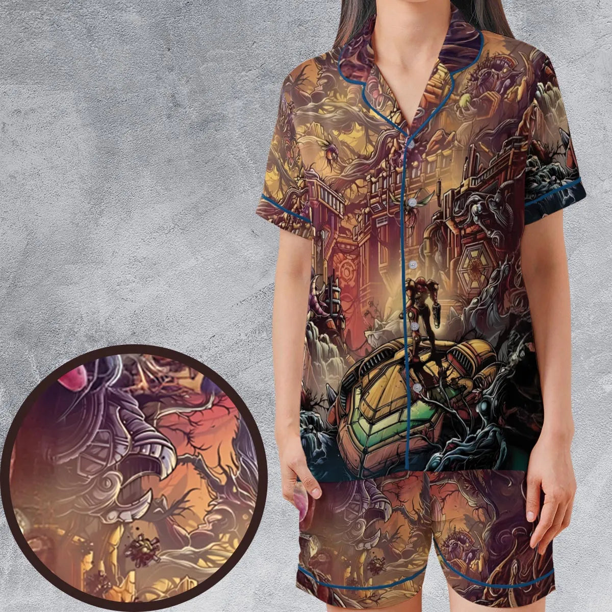 Satin Short-Sleeve Pajamas Set - SQGHU3BE