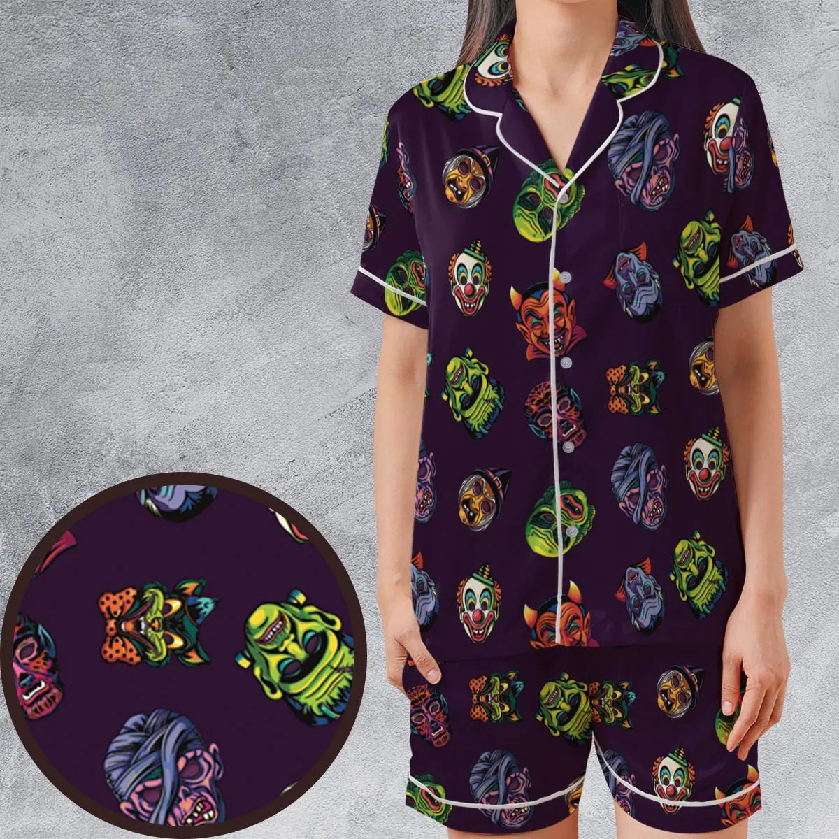 Satin Short-Sleeve Pajamas Set - L6G1KN2M