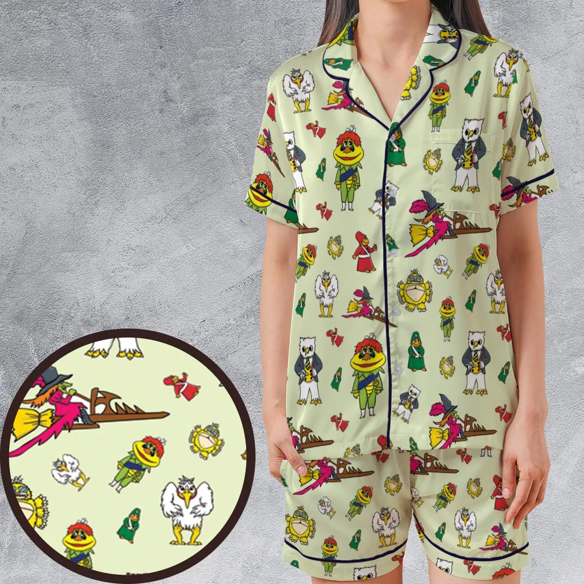Satin Short-Sleeve Pajamas Set - BCDG8C92