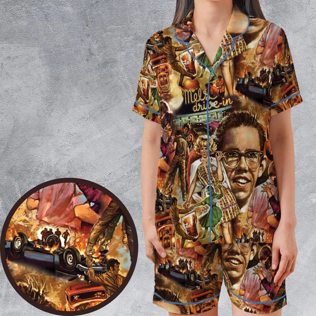 Satin Short-Sleeve Pajamas Set - UV2T3S4N