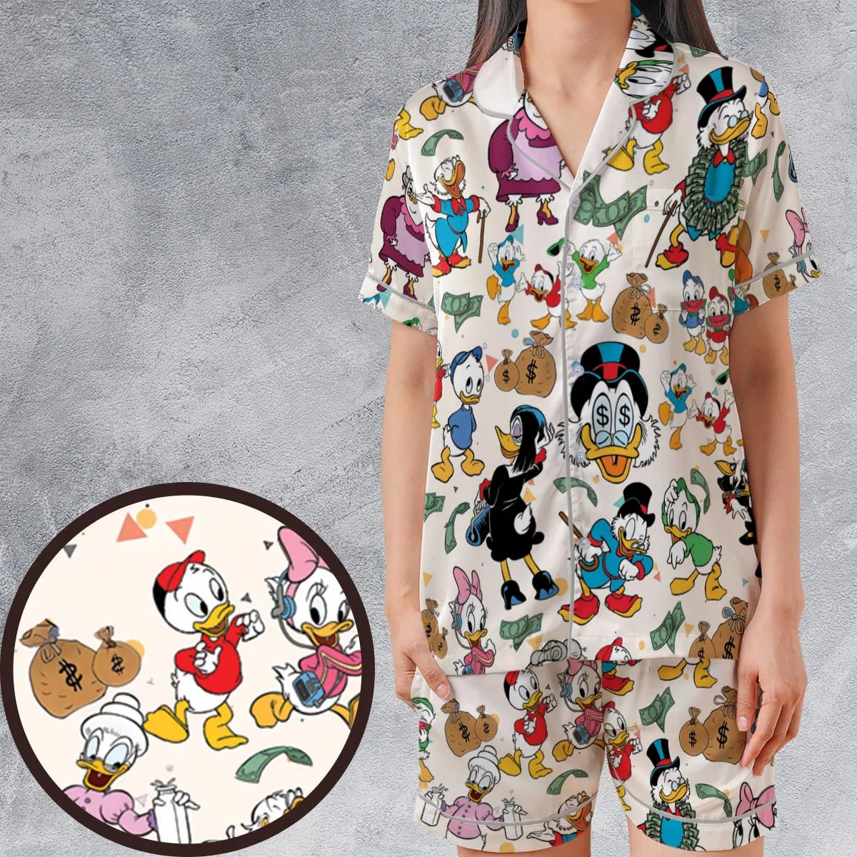 Satin Short-Sleeve Pajamas Set - DR2ZPJQC