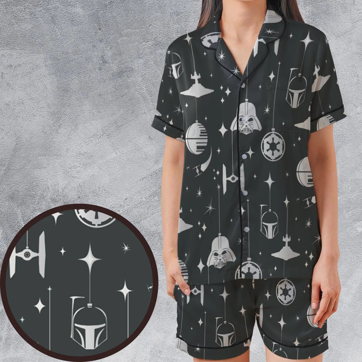 Satin Short-Sleeve Pajamas Set - P8W8XK2R