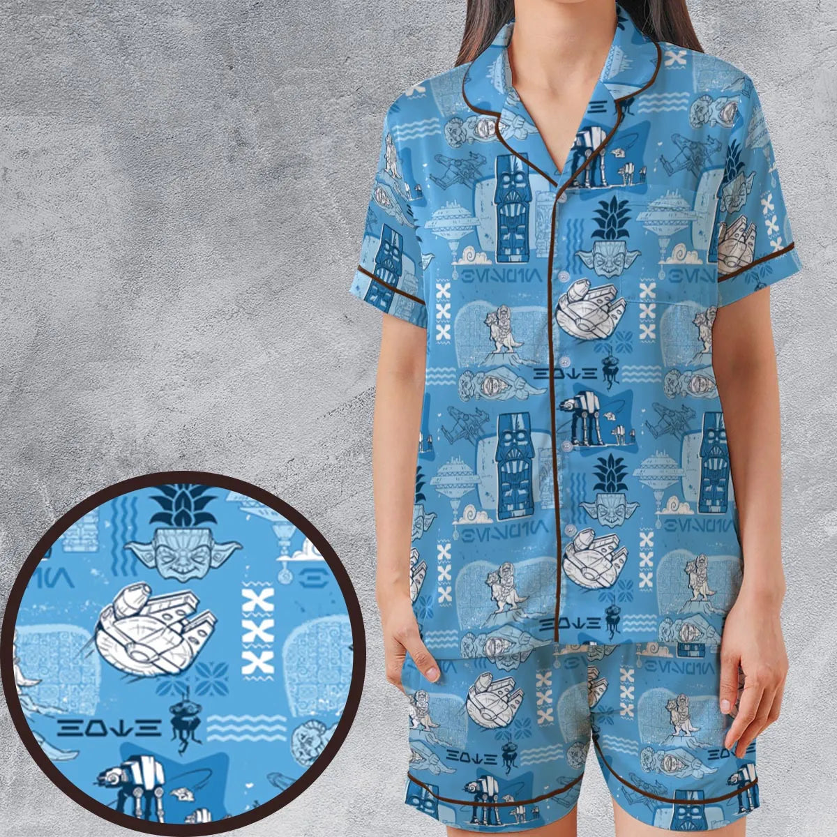 Satin Short-Sleeve Pajamas Set - JYHJ786A