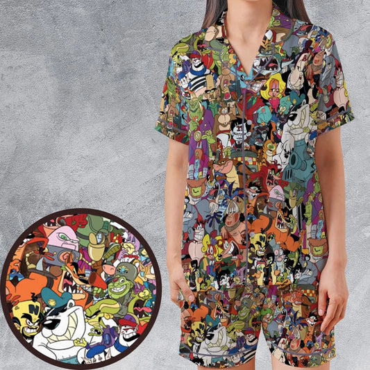 Satin Short-Sleeve Pajamas Set - BDWARJLM