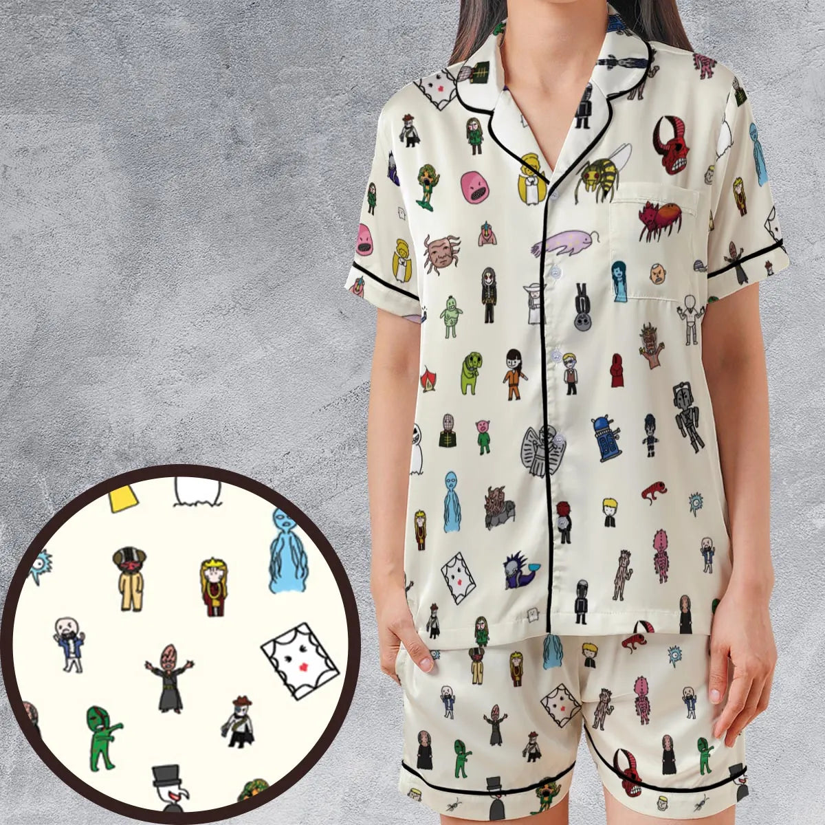 Satin Short-Sleeve Pajamas Set - F88NGGMW