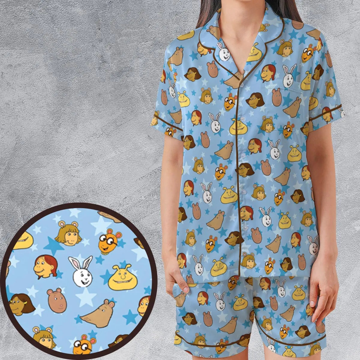 Satin Short-Sleeve Pajamas Set - NH1B8ATB