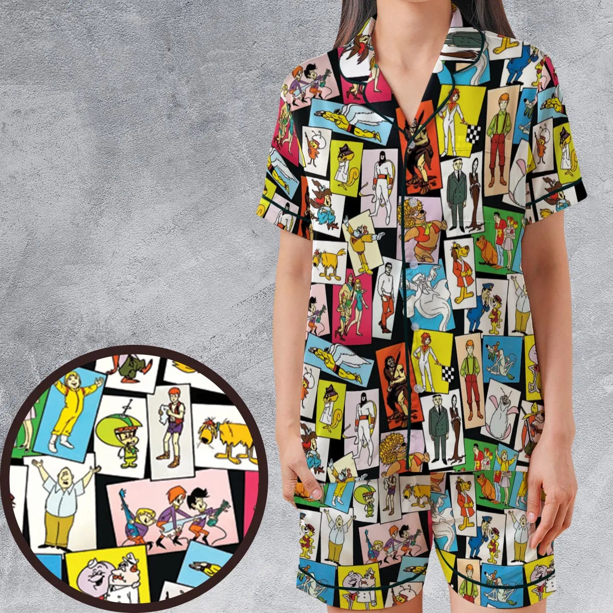 Satin Short-Sleeve Pajamas Set - J7BMVRXF