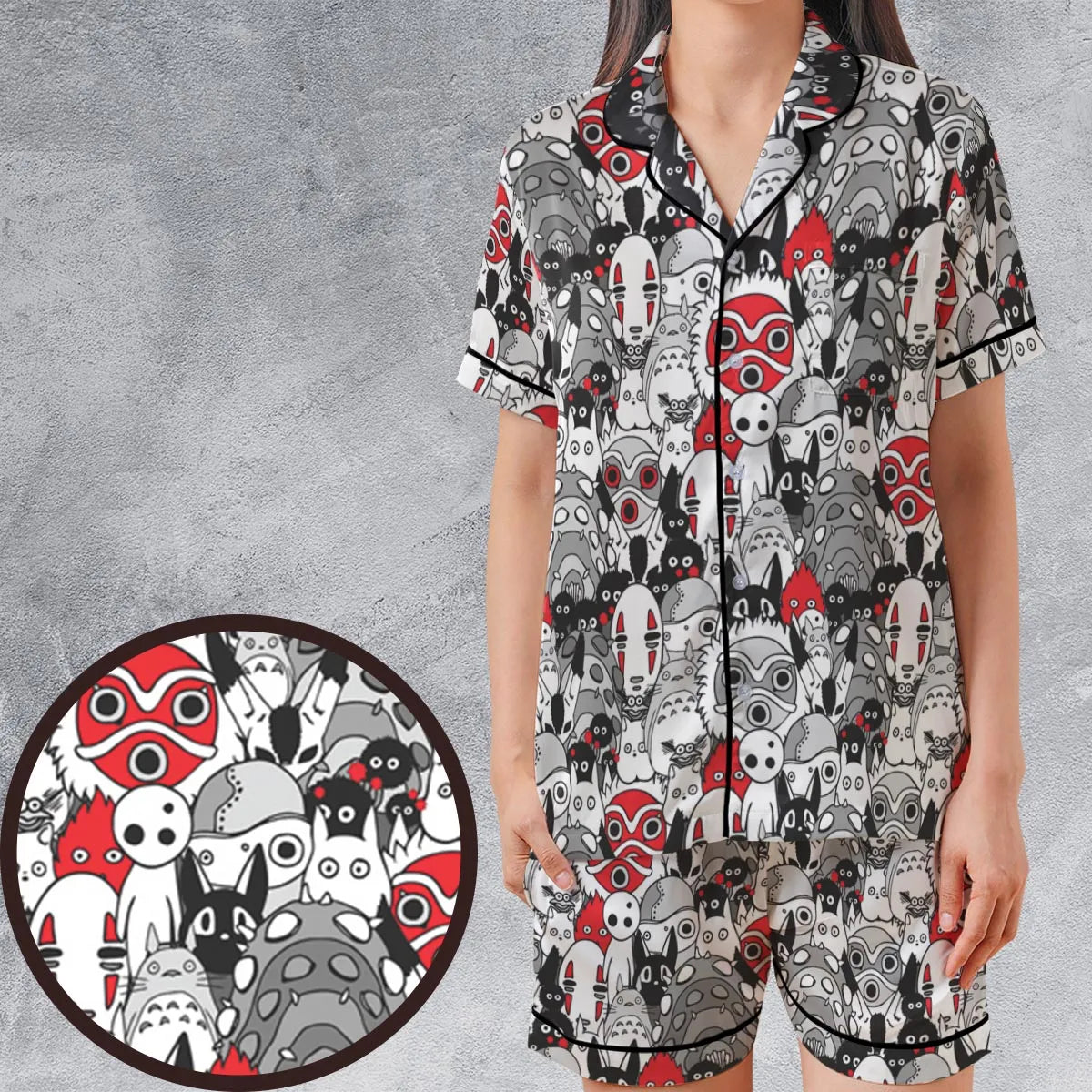 Satin Short-Sleeve Pajamas Set - HZUC5187