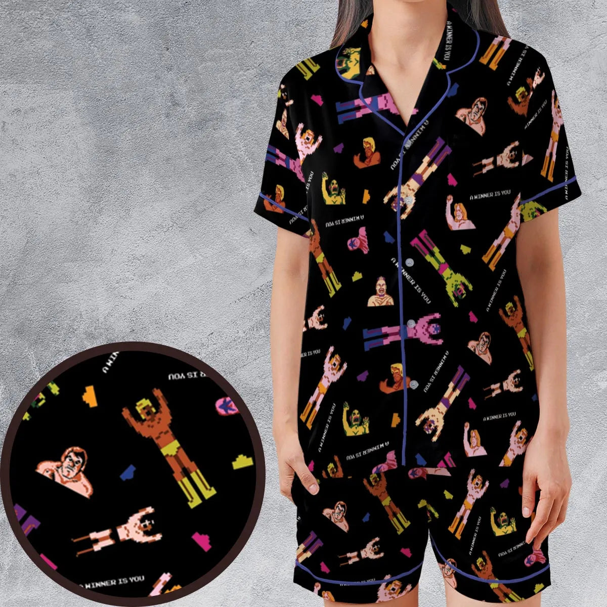 Satin Short-Sleeve Pajamas Set - 9ASNNUDY