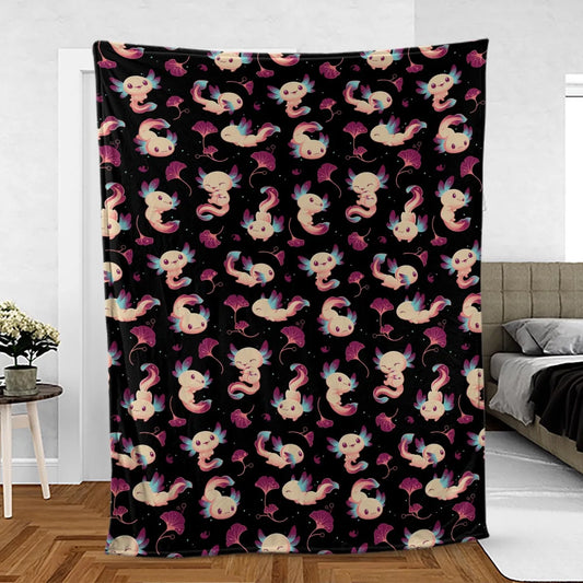 Axolotl Wonders Cute Salamanders Pattern Fleece Blanket