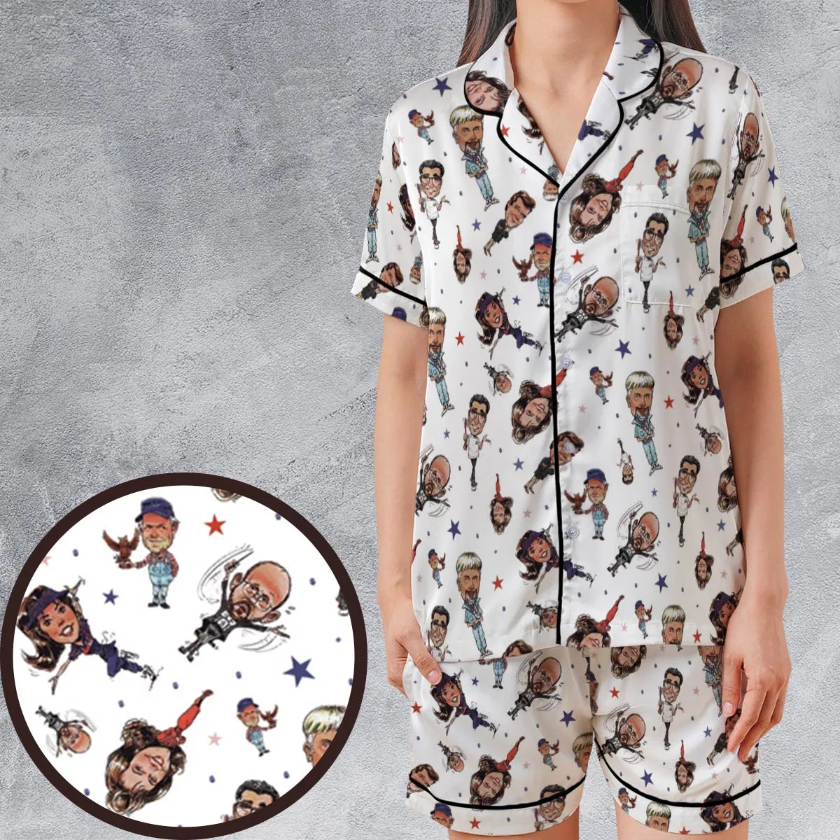 Satin Short-Sleeve Pajamas Set - AYMTS5MQ