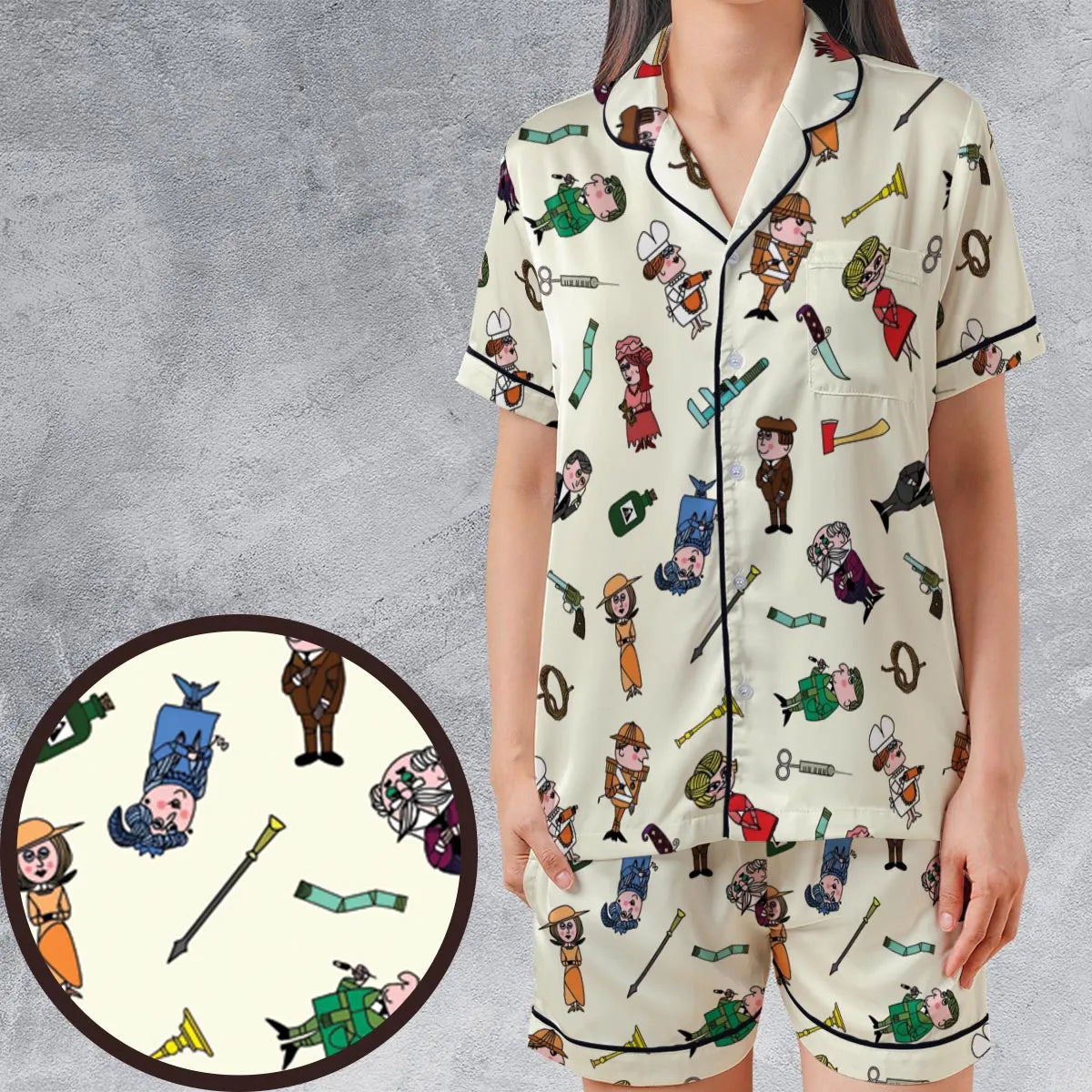 Satin Short-Sleeve Pajamas Set - W4VBQ3WE