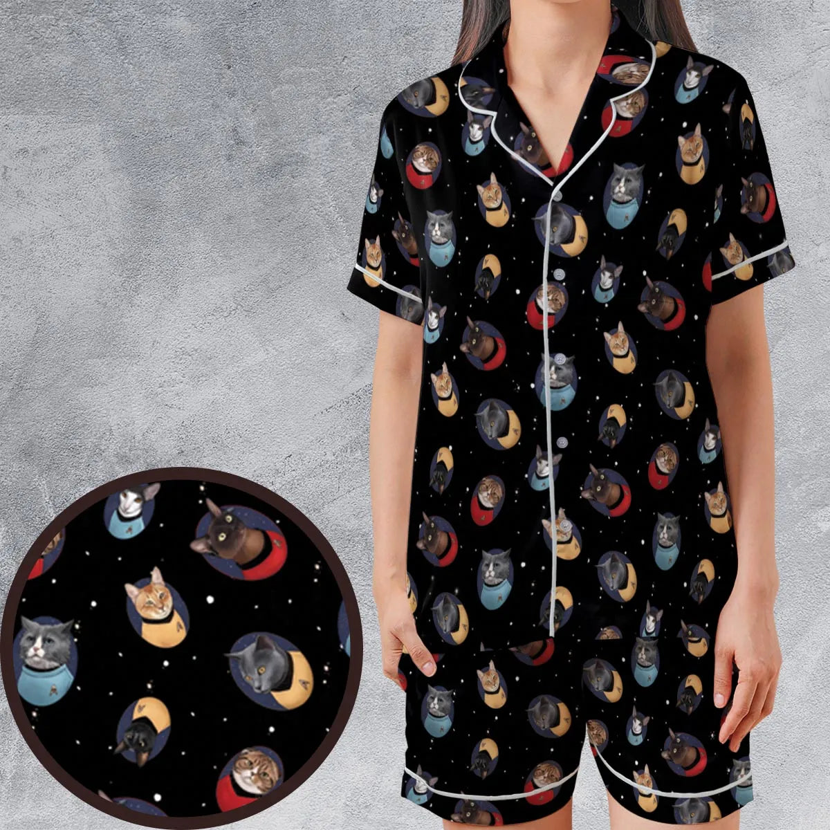 Satin Short-Sleeve Pajamas Set - 48RLTQVK