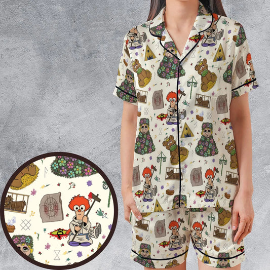 Satin Short-Sleeve Pajamas Set - WS3YTPL5