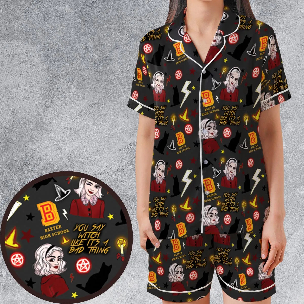 Satin Short-Sleeve Pajamas Set - MFG2H2MD