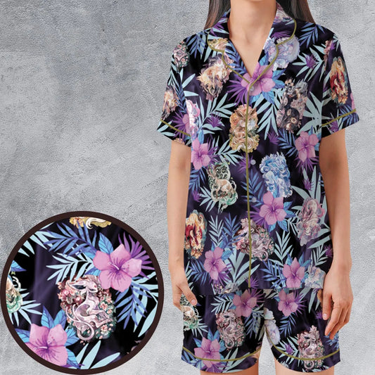 Satin Short-Sleeve Pajamas Set - R3DJFGUA