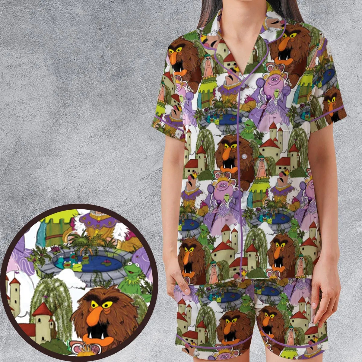 Satin Short-Sleeve Pajamas Set - P68NEMNV