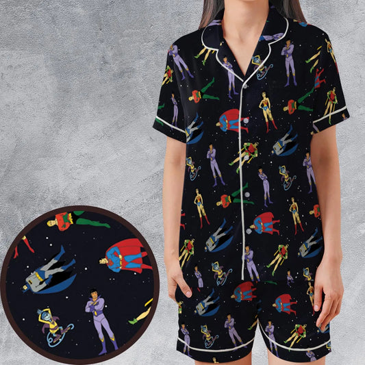 Satin Short-Sleeve Pajamas Set - CDS2NHG1