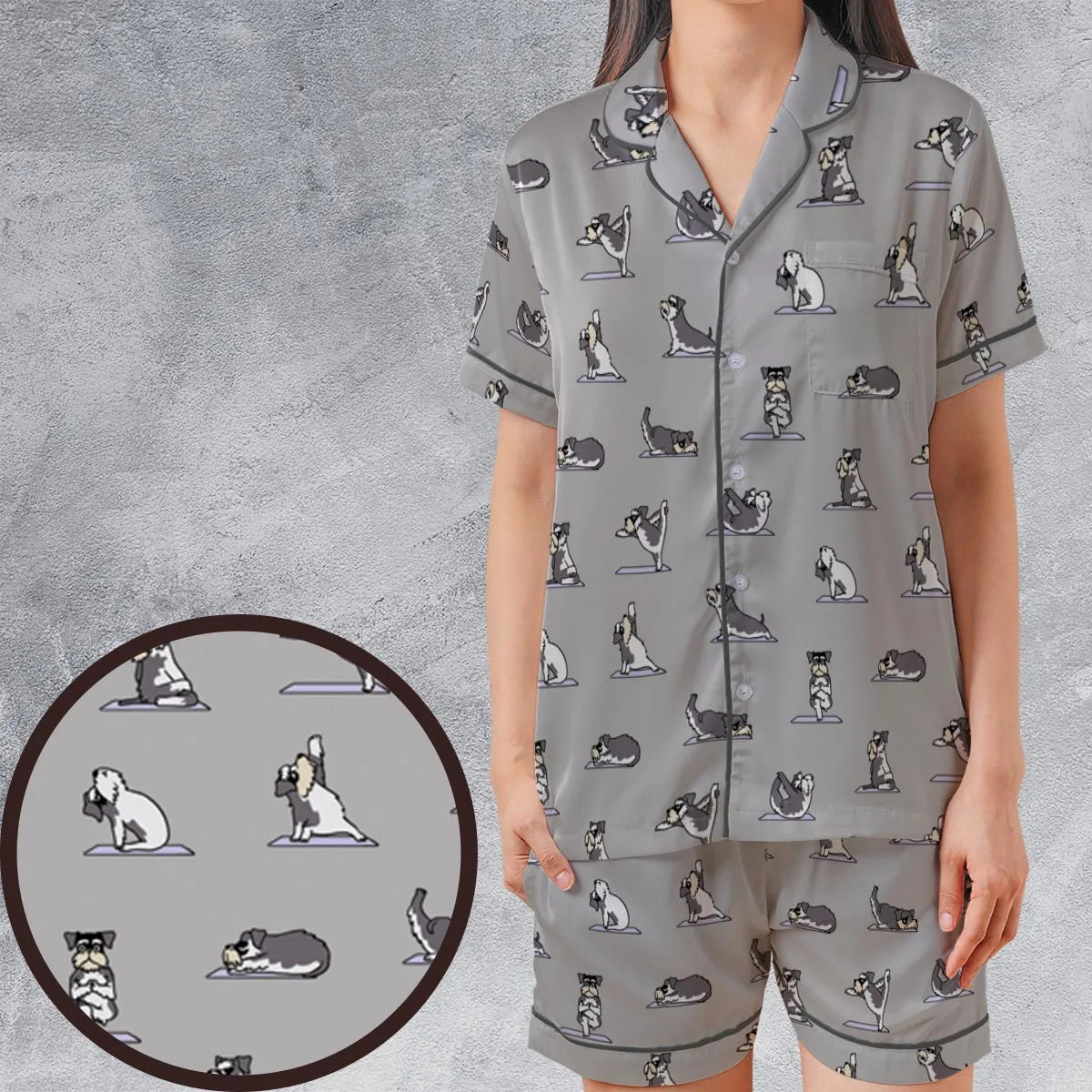 Satin Short-Sleeve Pajamas Set - 1UGVNTCC