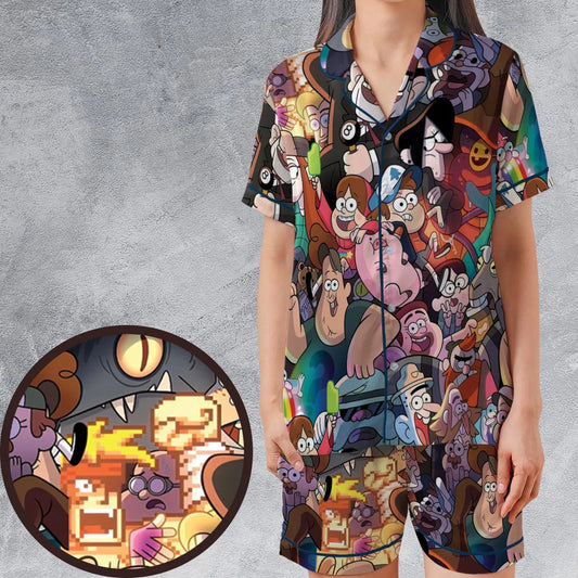 Satin Short-Sleeve Pajamas Set - S1PJTFK9
