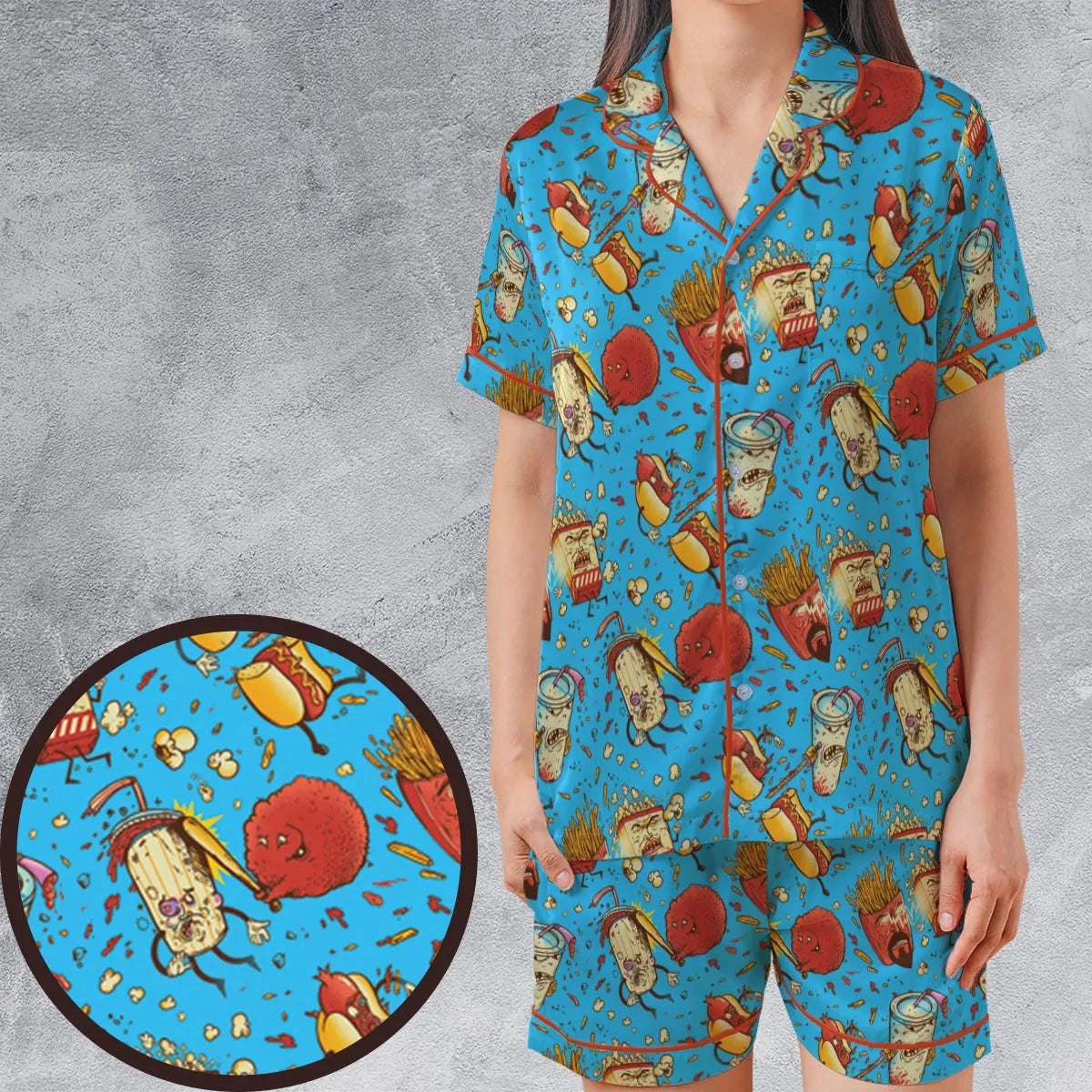 Satin Short-Sleeve Pajamas Set - 3WLX4J7C
