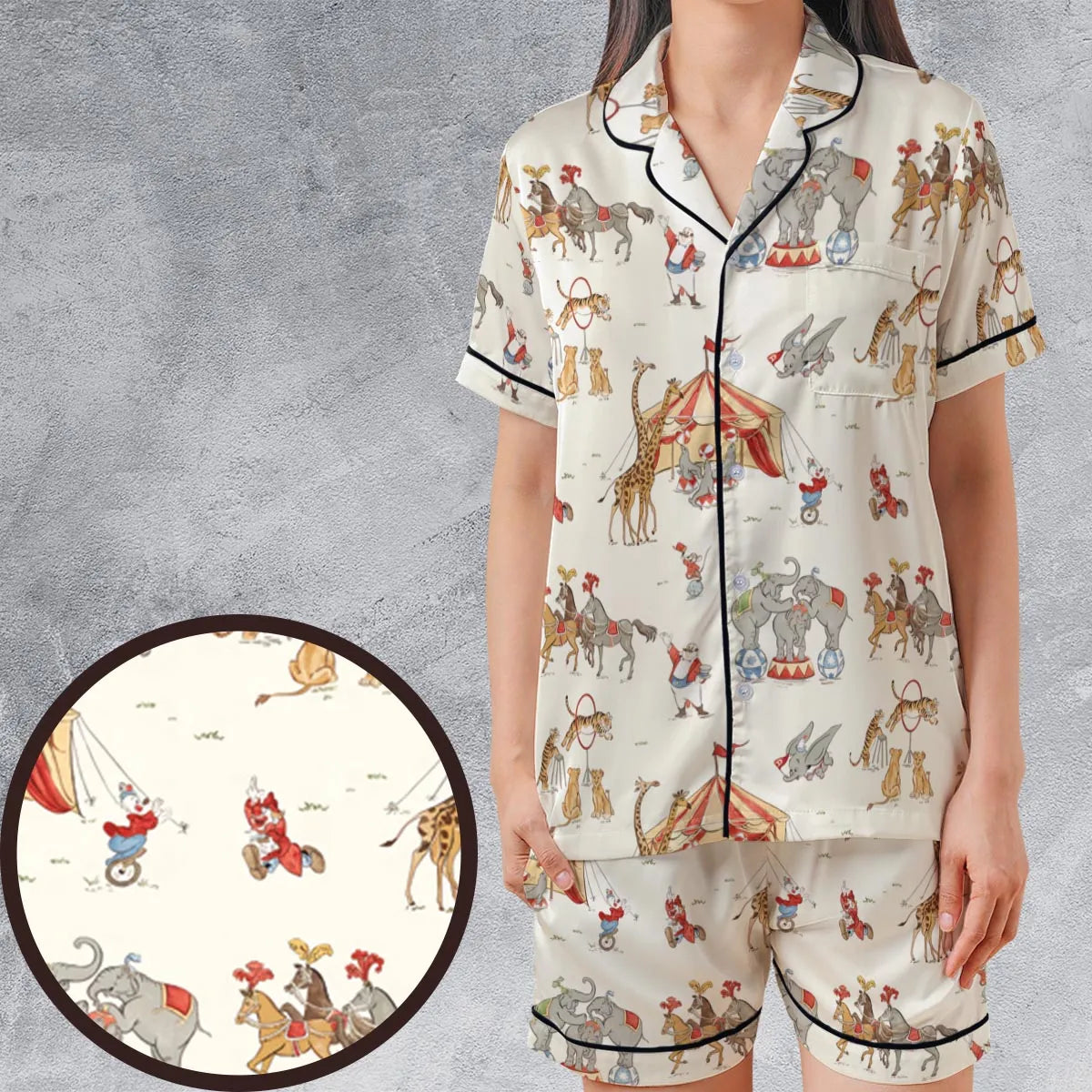 Satin Short-Sleeve Pajamas Set - 6R5WX93Y
