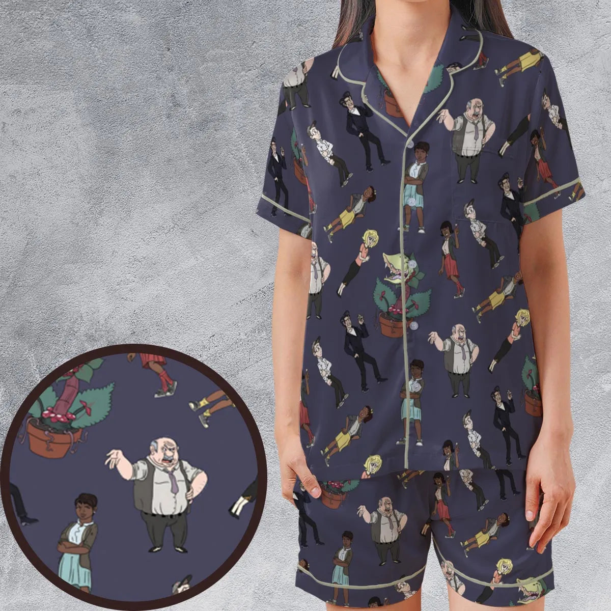 Satin Short-Sleeve Pajamas Set - CBFEVAJP