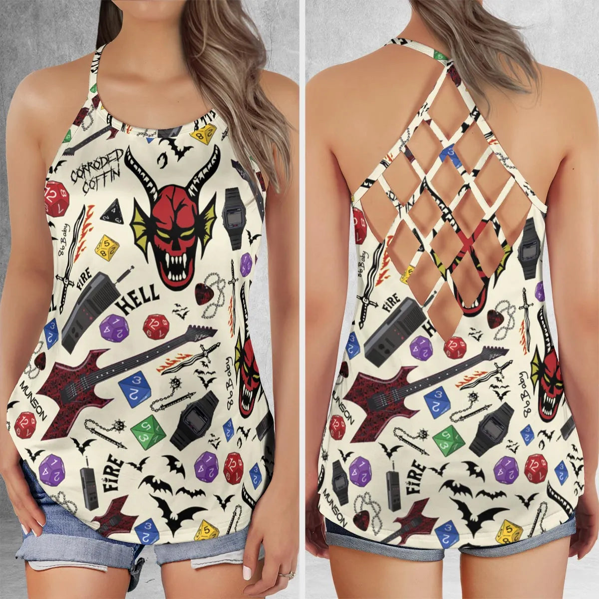 Criss Cross Tank Top - U347DBCU