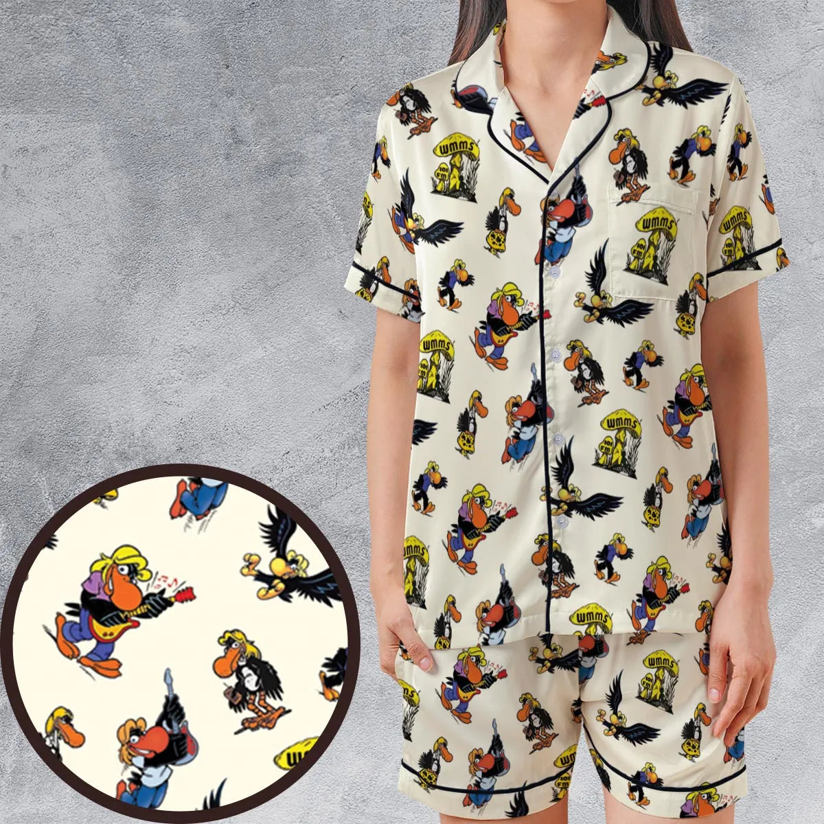 Satin Short-Sleeve Pajamas Set - NKS38M4M
