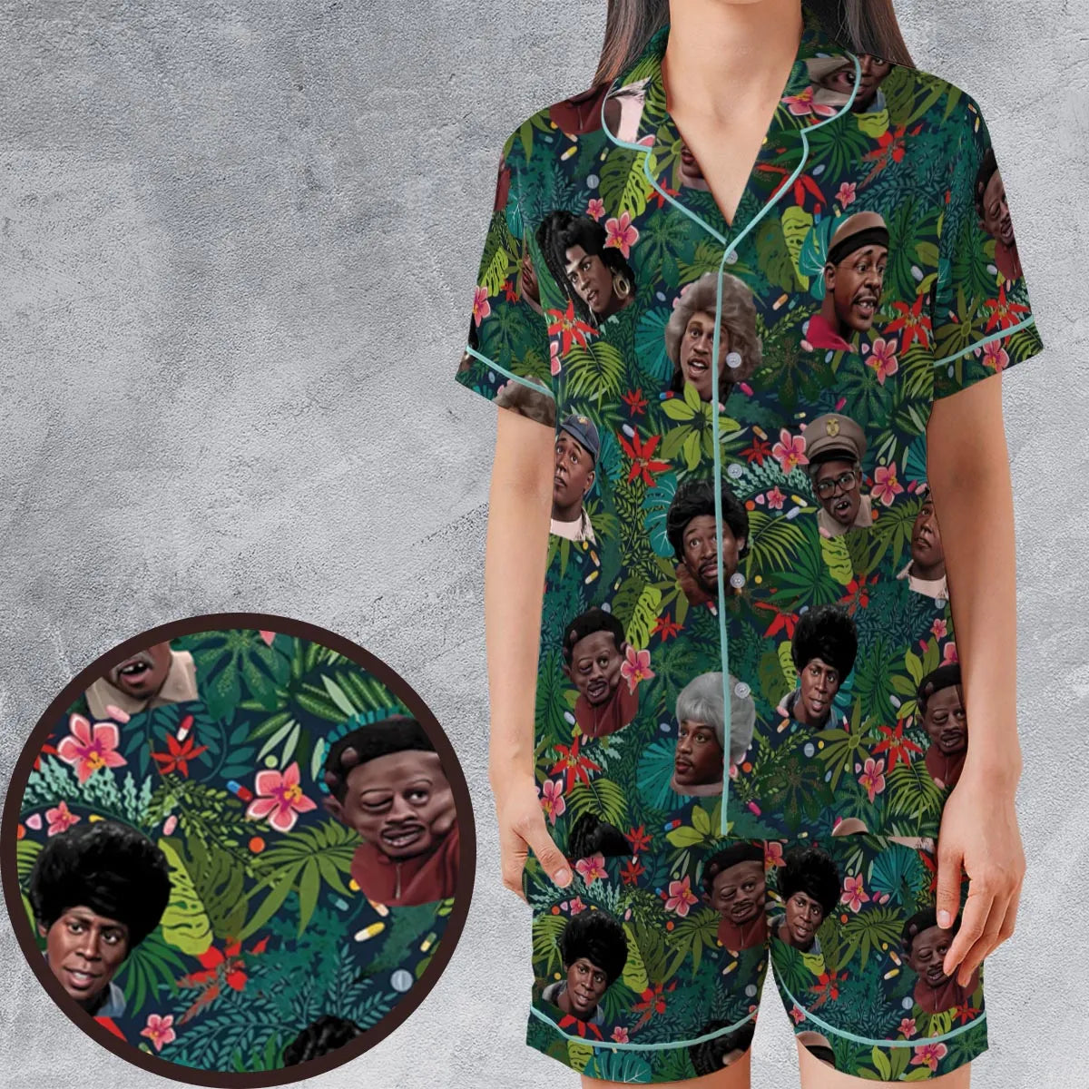 Satin Short-Sleeve Pajamas Set - G14FY1XC