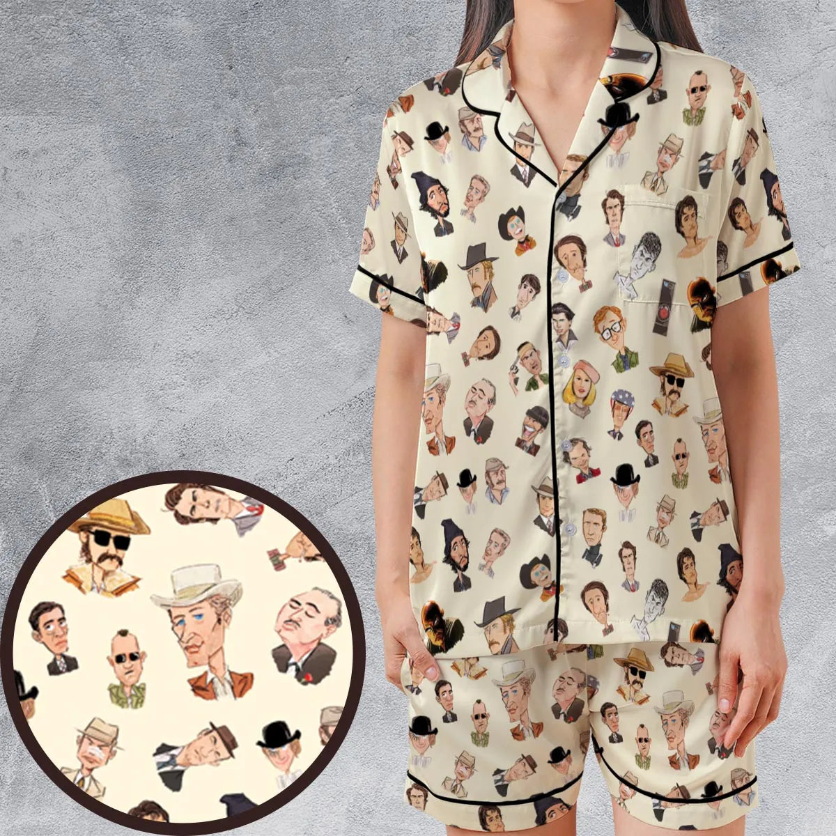 Satin Short-Sleeve Pajamas Set - RZEHGGUD