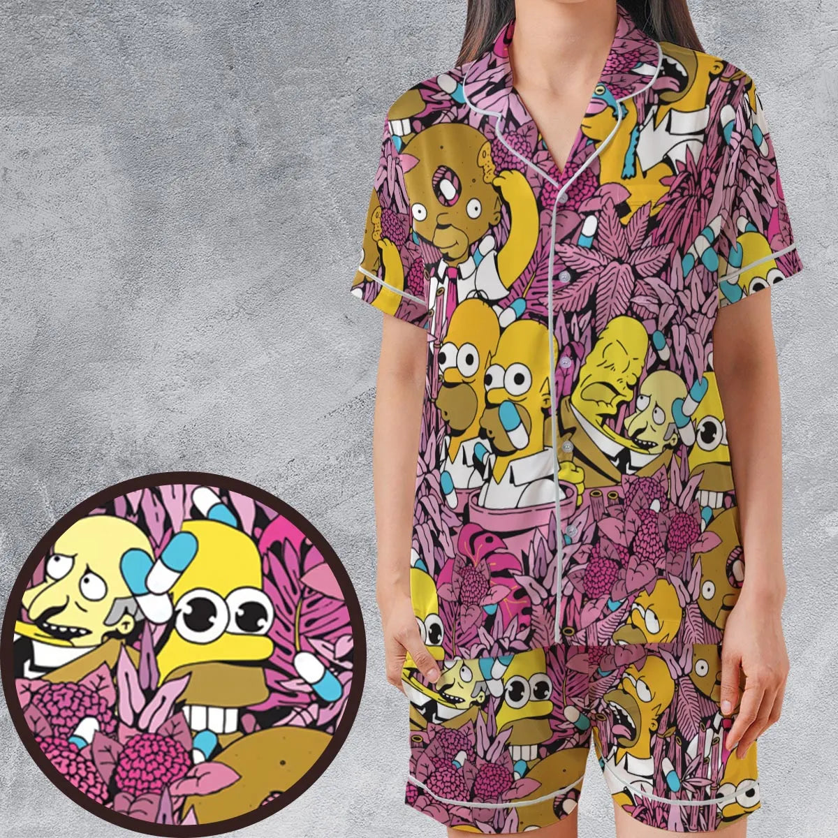 Satin Short-Sleeve Pajamas Set - KRJWK3EW