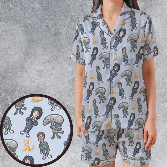 Satin Short-Sleeve Pajamas Set - P3SMFJTU