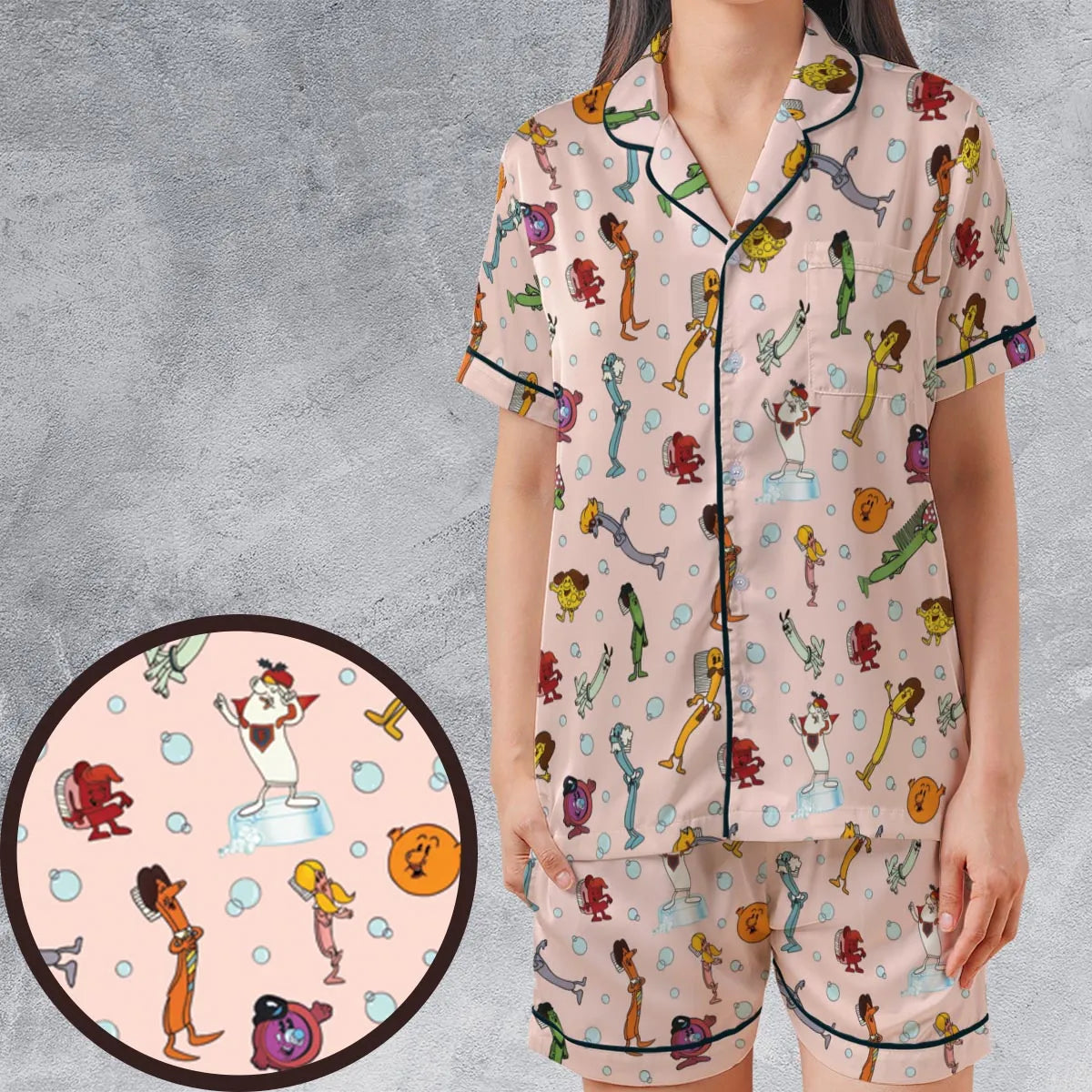 Satin Short-Sleeve Pajamas Set - CPPNKC46