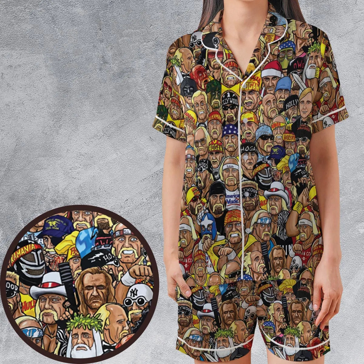 Satin Short-Sleeve Pajamas Set - B5HJY9FV