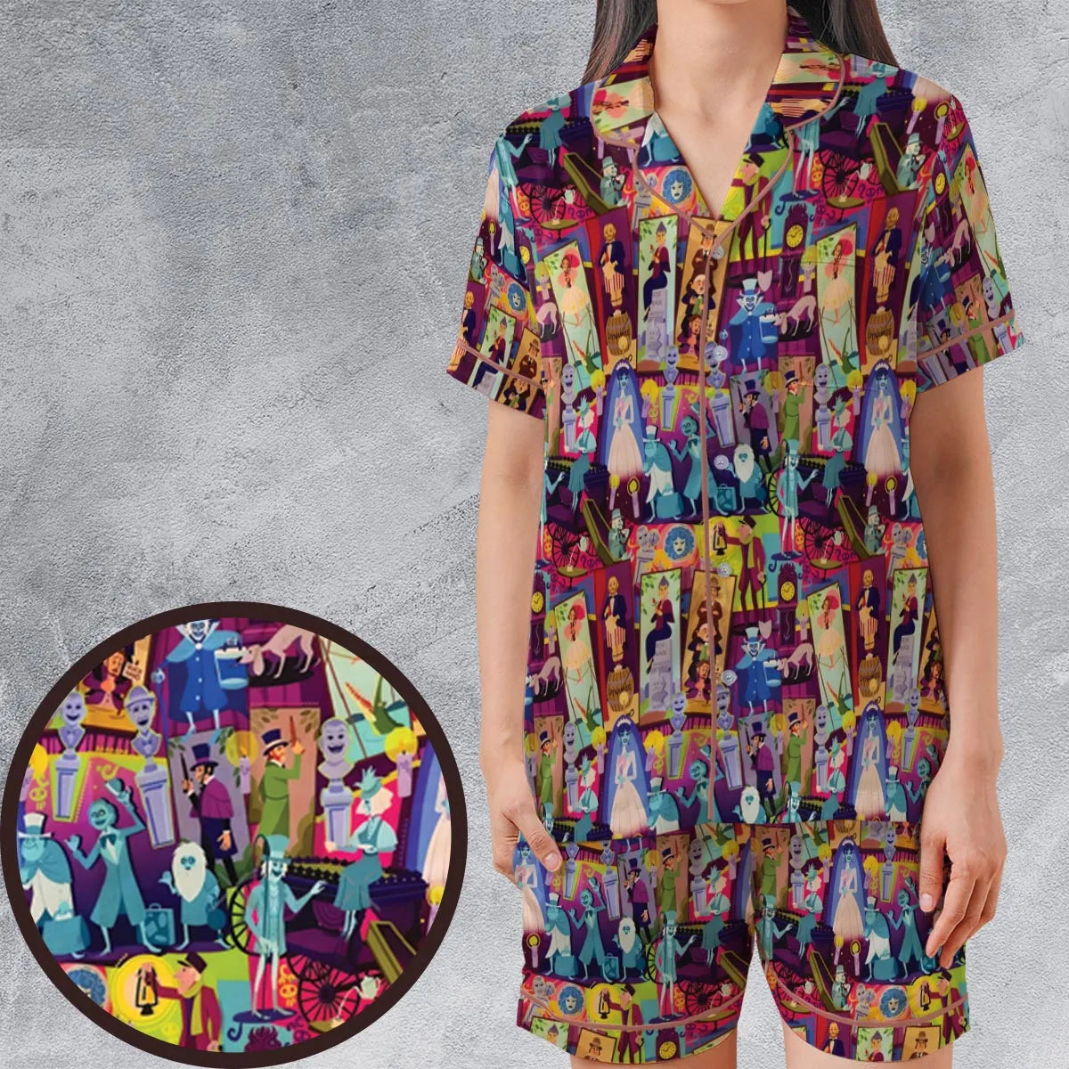 Satin Short-Sleeve Pajamas Set - 7S765B65