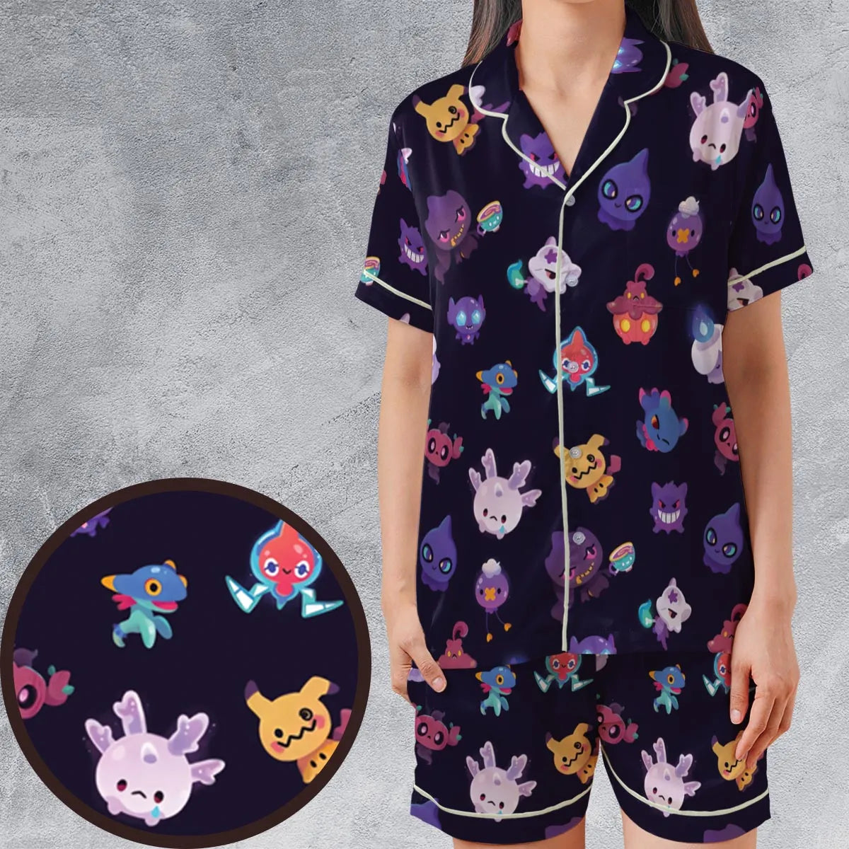 Satin Short-Sleeve Pajamas Set - 59CG8E28