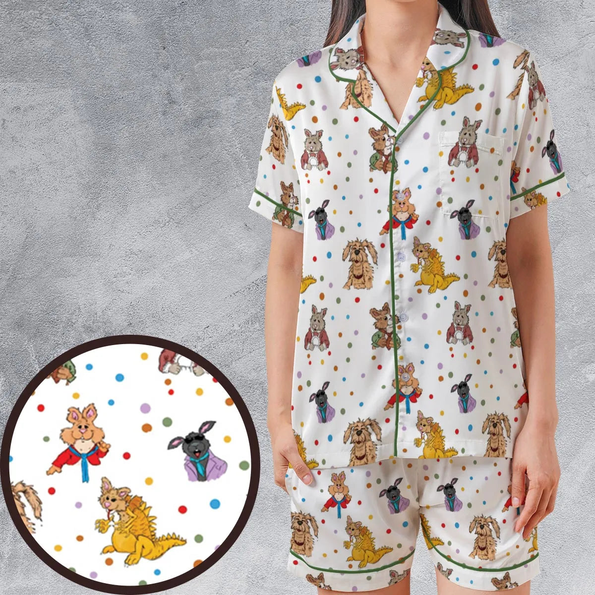 Satin Short-Sleeve Pajamas Set - GBB3TN1W